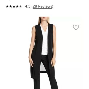 DKNY ▪︎ Women's Mixed Media Crepe Chiffon Open Front Vest, Size Small